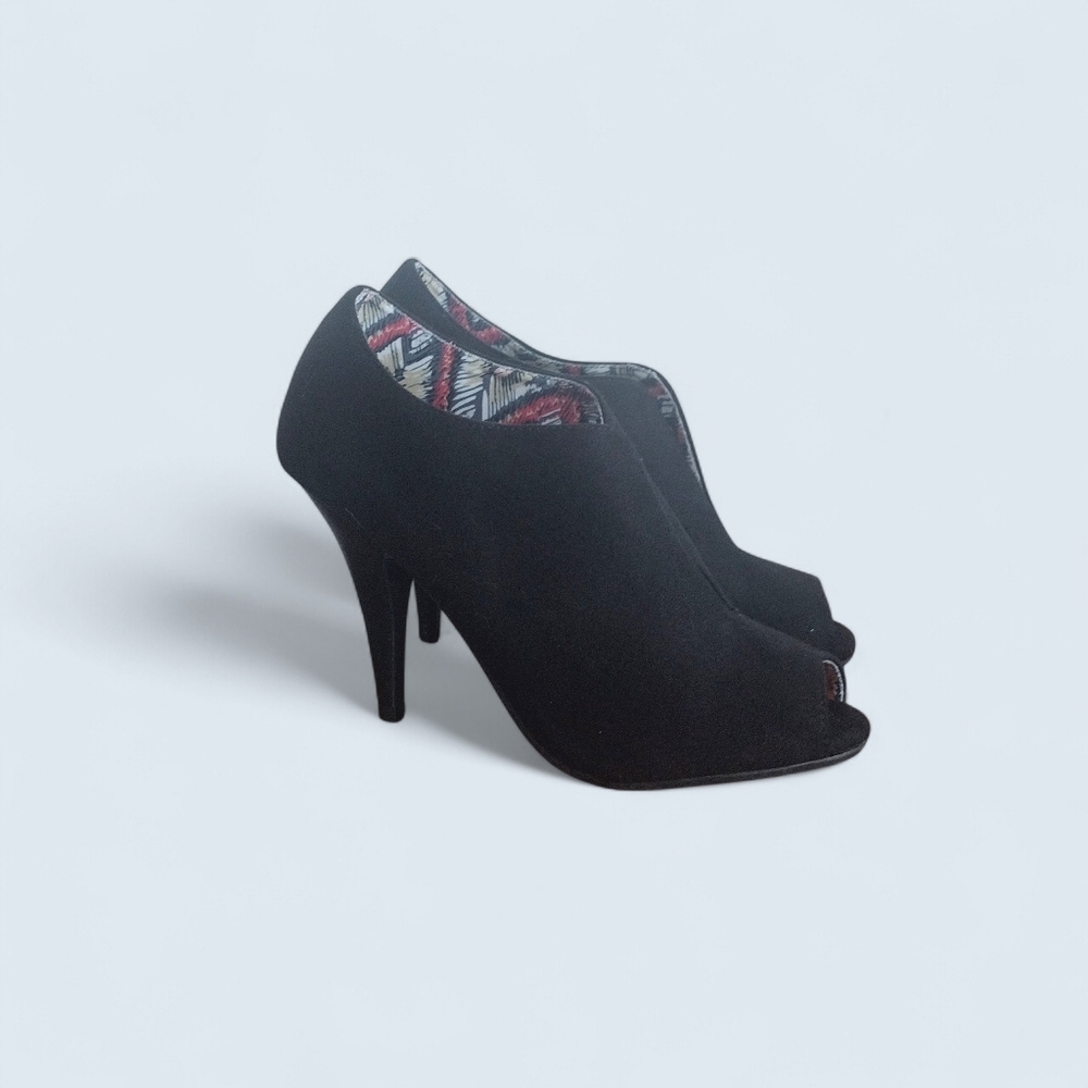 Christian Siriano Women's Black Peep-Toe Heeled Boots Size 6